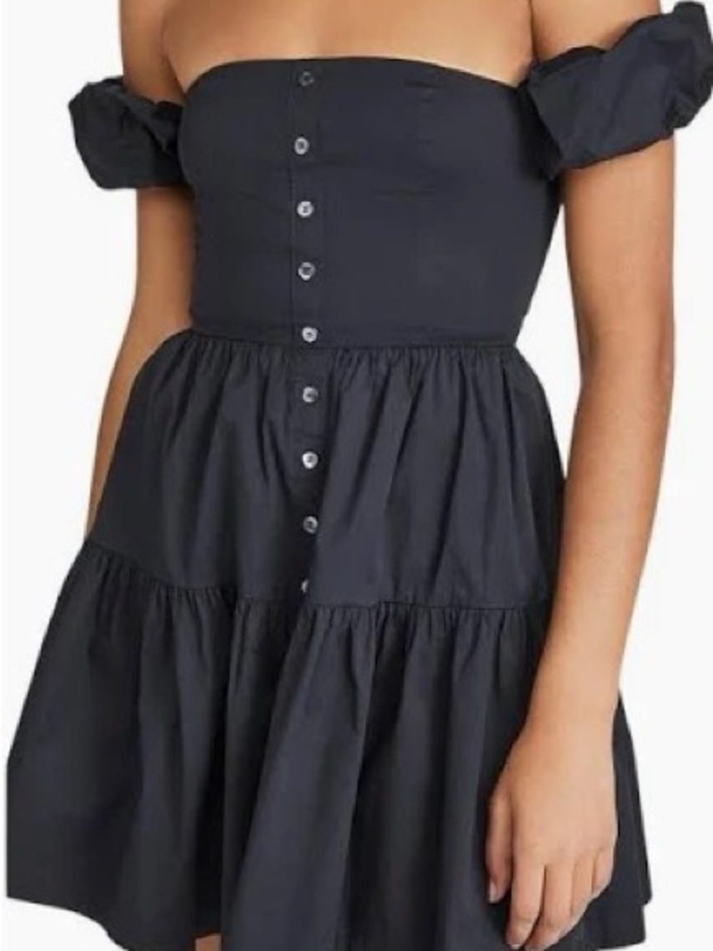 STAUD Elio Off-Shoulder Black Dress